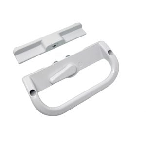 Keyed Sliding Glass Door Handle Set (6-9/16″ Hole Spacing) (White)