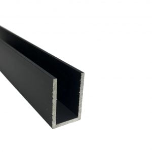 Aluminum U-Channel, 1 1/2″. (Matte Black)